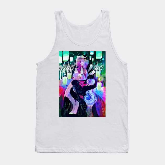 Floating lantern pretty woman manga style Japanese cartoon Tank Top by meisanmui